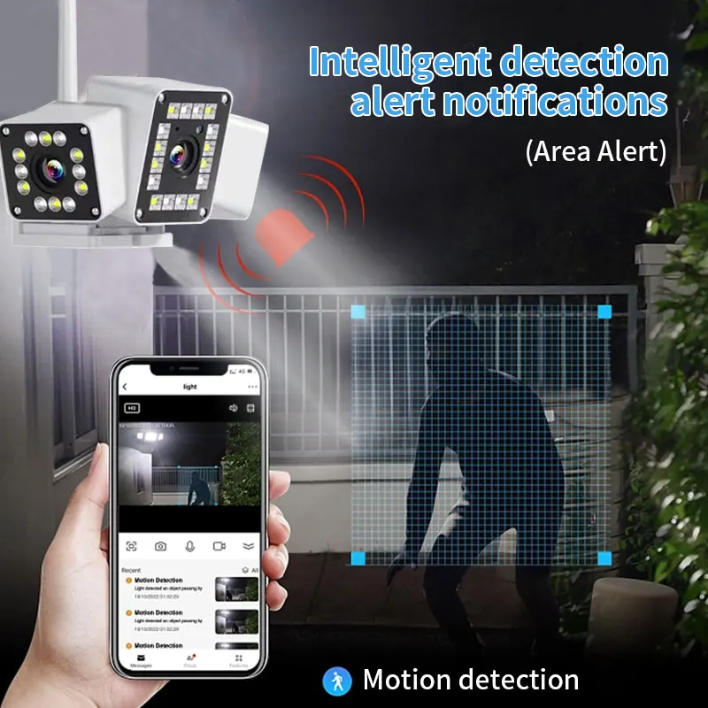 Câmera IP wi-fi sem fio com lente tripla de 6MP Full Color AI Detecção humanóide Segurança CCTV Monitor de bebê