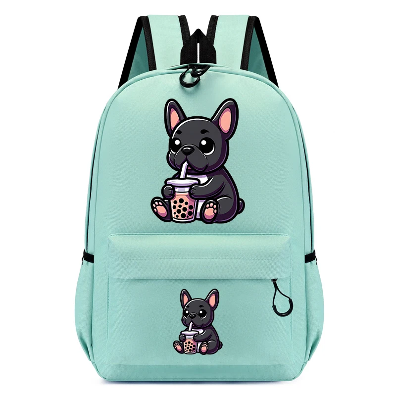 Children Schoolbag Boys Girls French-Bulldog Dog Bubble Tea Cartoon Backpack Backpack Back To School Backpack Kawaii Schoolbag