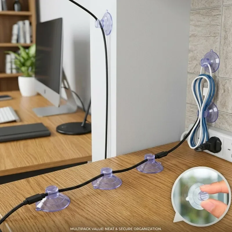20PCS 30mm Transparent Suction Cup Cable Holder for Glass Window Decor Opening Clip Wire Organizer For Hanging String Light