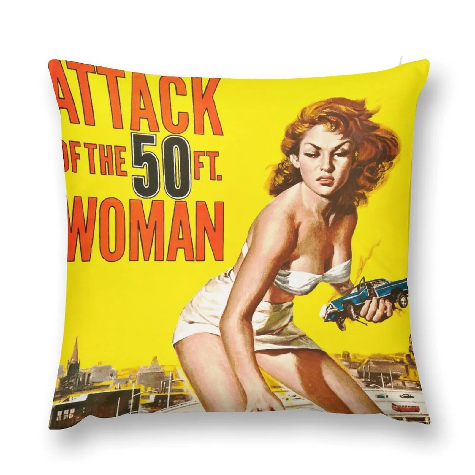 

Attack Of The 50ft Woman 1958 Art Poster Retro Movie Throw Pillow Plaid Sofa Luxury Pillow Cover pillow