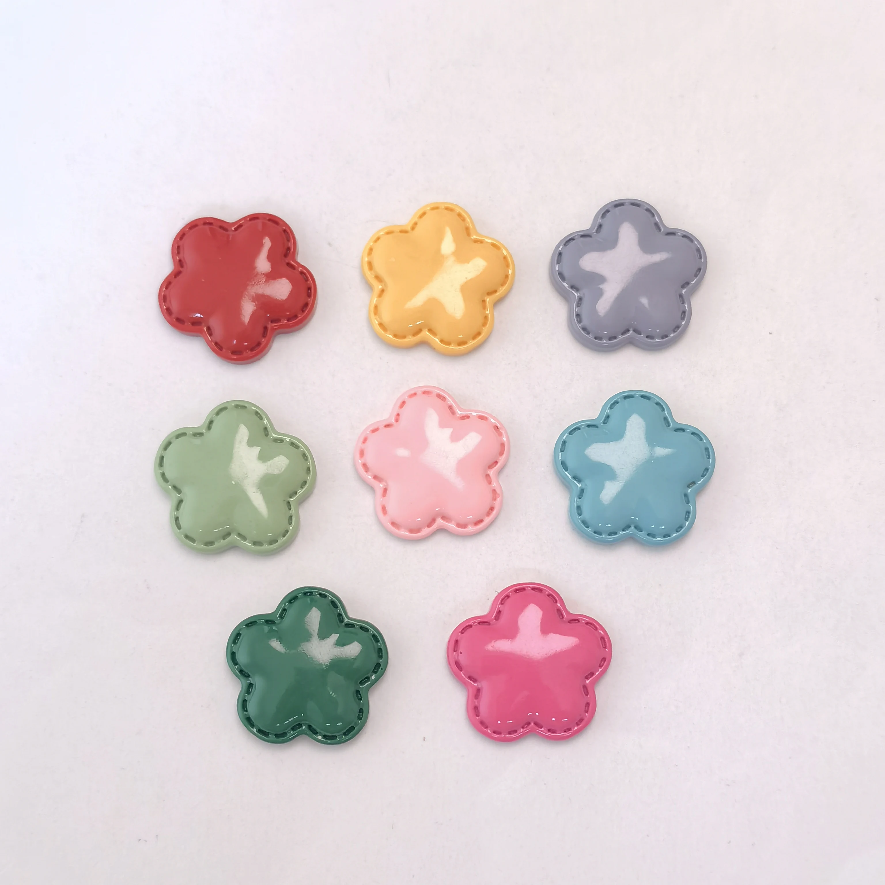 Kawaii 19mm Flower Series Flatback Resin Decor Accessories Cute Headwear Necklace Jewelry Garment Sewing DIY Craft Supplies