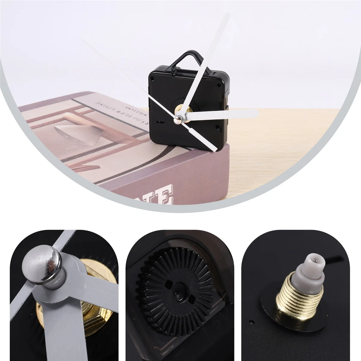 1 pacote de peças de reparo de relógio de parede de substituição mecanismo de movimento de pêndulo motor de relógio de quartzo com mãos e kit de acessórios (preto + branco)