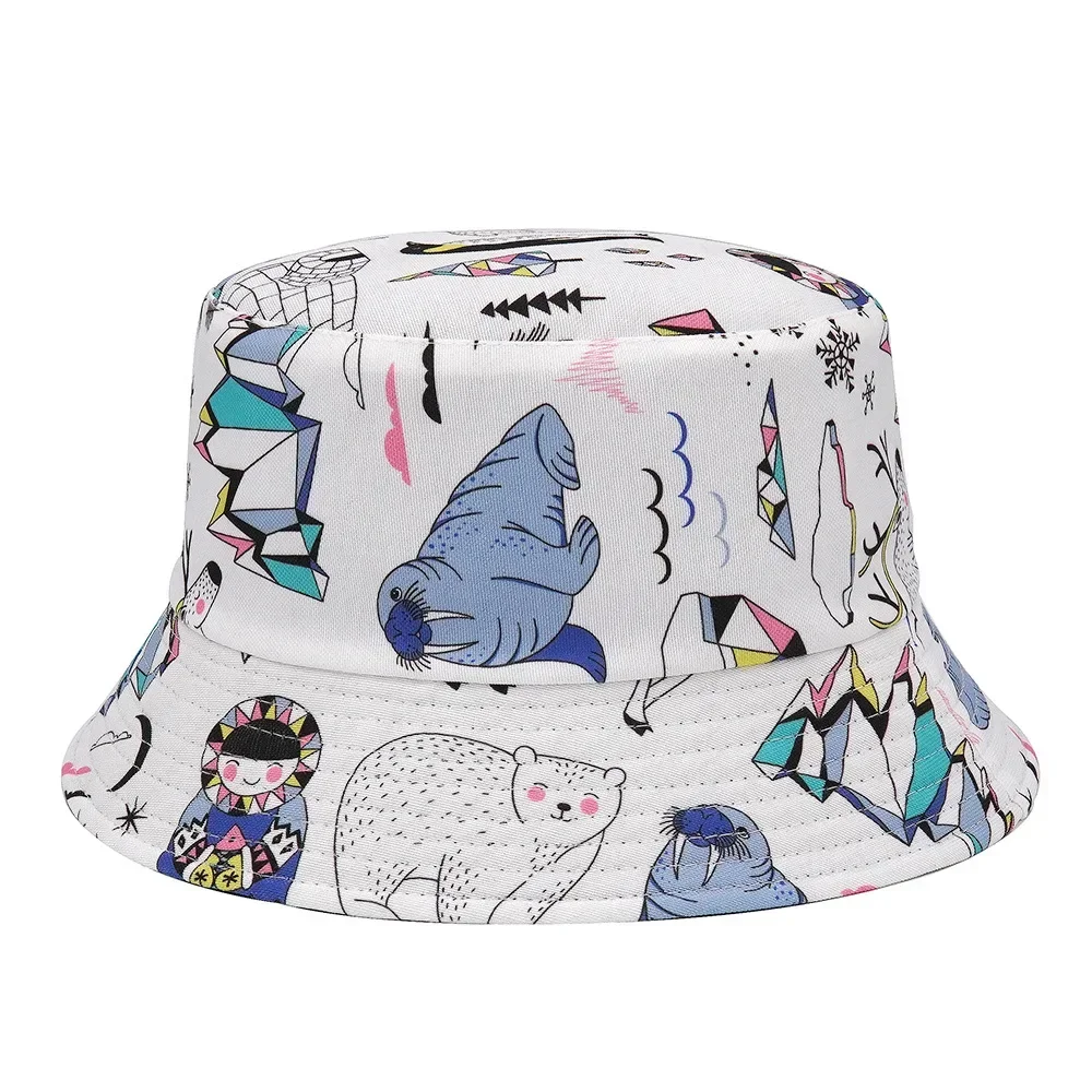 2024 Fashion Bucket Hat Women Double Side Cotton Reversible Sun Protection Cap Men\'s Panama Hat Fisherman Hats