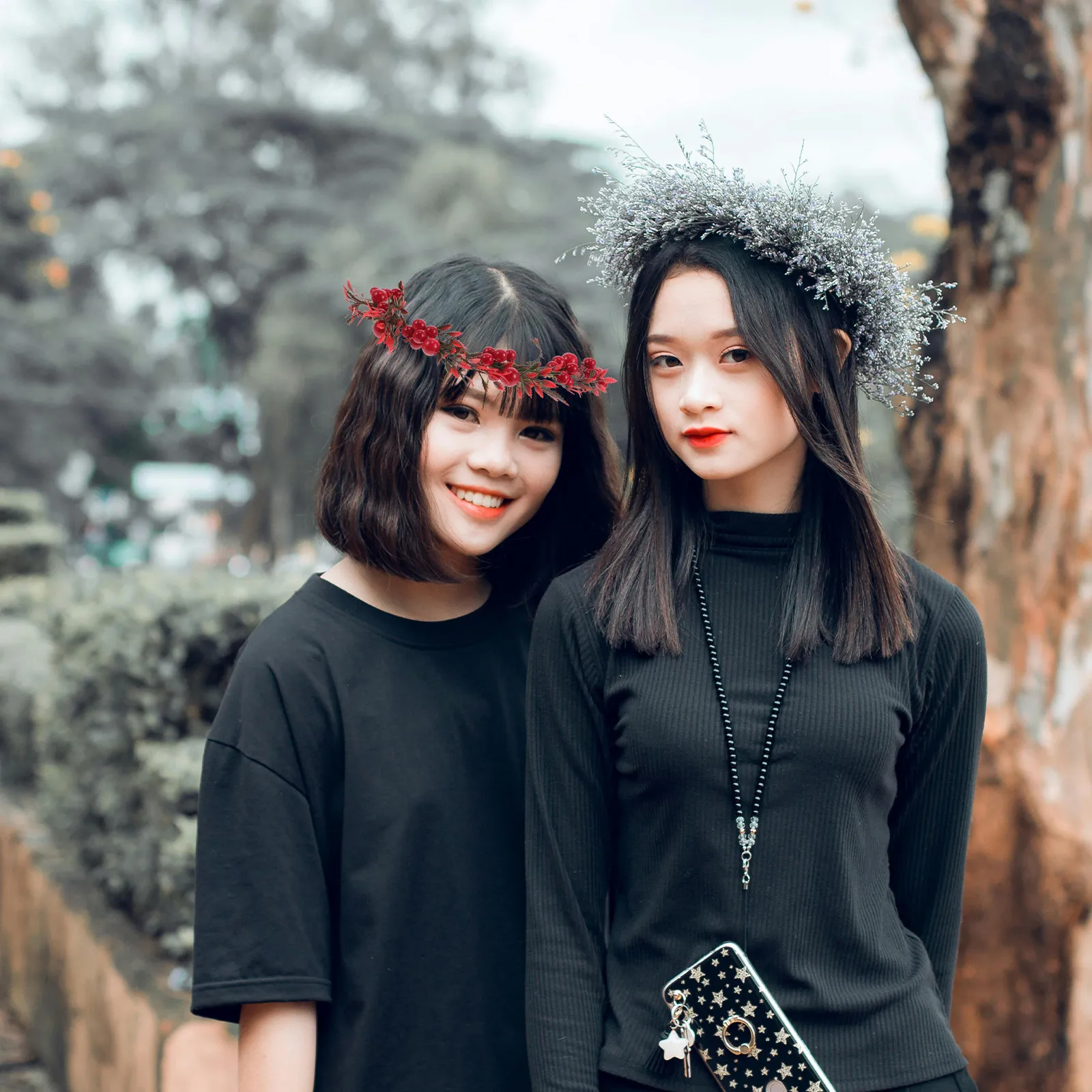 

Красная повязка на голову с цветами и ягодами, искусственная цветочная корона, свадебный аксессуар для волос в винтажном стиле для невесты и подружек невесты