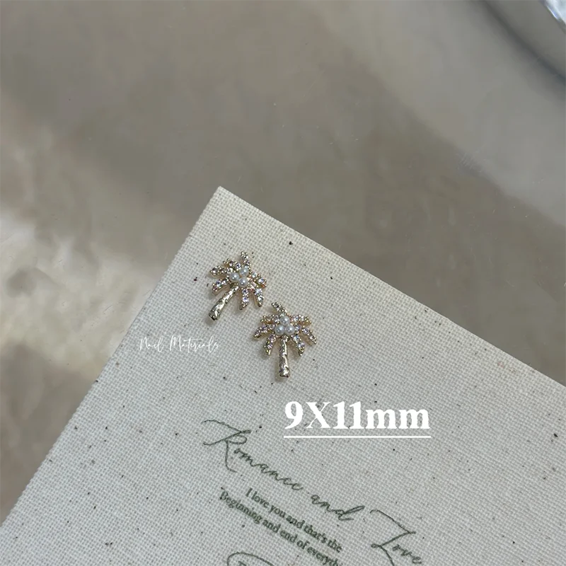 10 pièces nouvel été fruits cerise ananas cocotier japonais or cuivre zirconium luxe haute qualité nail art bijoux