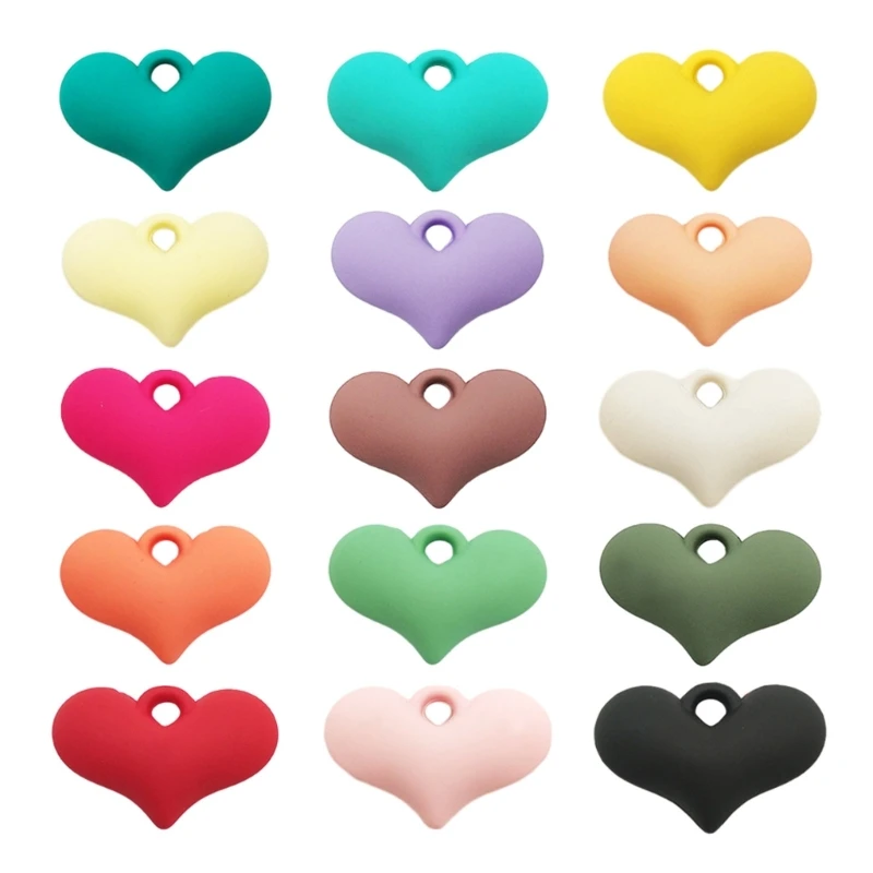 M2EA Candy-Colored Acrylic Heart Pendants for DIY Jewelry Making Keychain Crafts