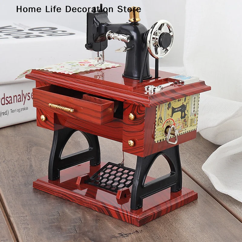 Simulated Mini Retro Sewing Machine Model Eight Tone Box Personalized Creative Gift Home Art Decoration Desk As Room Decorations