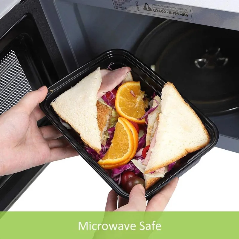 حاويات تخزين الطعام المقاومة للتسرب للاستعمال مرة واحدة، صندوق بينتو أسود لإعداد الوجبات، سلطة الفاكهة، تنظيم ثلاجة المطبخ #2
