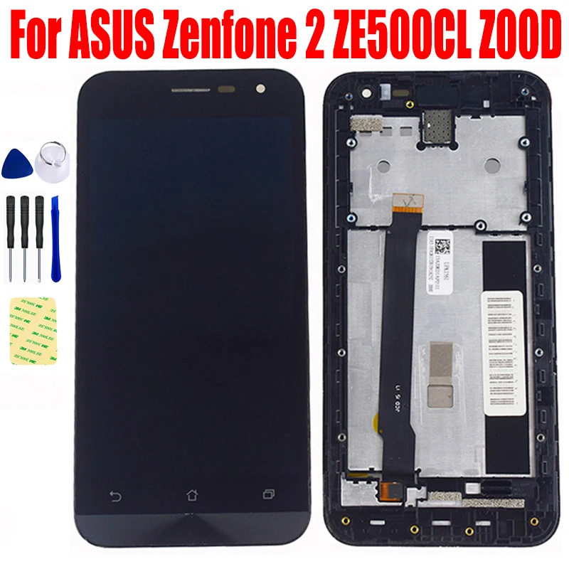 ЖК-дисплей для ASUS Zenfone 2 ZE500CL Z00D, панель, модуль Pantalla с сенсорным экраном, дигитайзер ZE500CL, ЖК-стекло в сборе, рамка