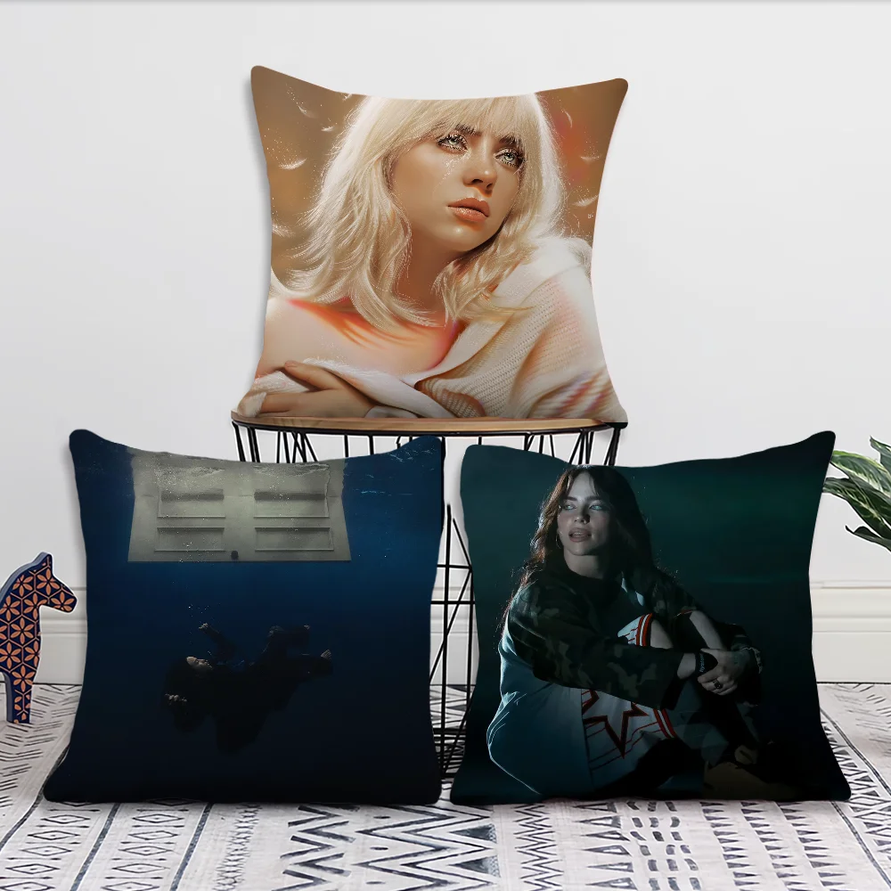 Singer B-Bi-llie Ei-lish Comfortable Pillow case Car Ornaments Office Living Room Sofa Home Pillow case