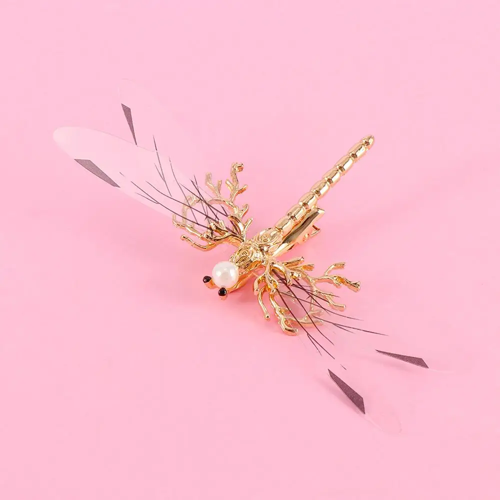 Accessories Fancy Bridal Jewelry Baroque Women Pearl Dragonfly Hairpins Gold Headdress Wedding