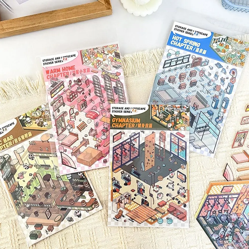 New DIY Miniature Scene 3D Stickers Decorative Three-dimensional Landscaping Stickers Cartoon Landscape Notebook Sticker
