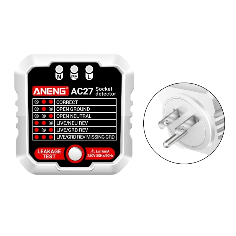 Socket Tester Digital EU Plug Outlet Checker 30mA RCD Socket Detector Ground Line Circuit Check