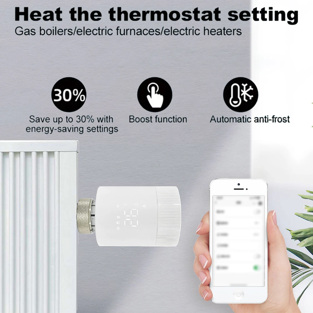 WiFi Smart Thermostat TRV For Tuya Programmable Mode Thermostatic Radiator Valve Thermostat Actuator Seamlessly Radiator Valve