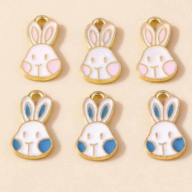 Leslie 10 Stück niedliche Häschen-Emaille-Mini-Kaninchen-Charms für DIY-Schmuckherstellung, Tier-Anhänger, Halskette, Ohrringe, Zubehör – Detail 16