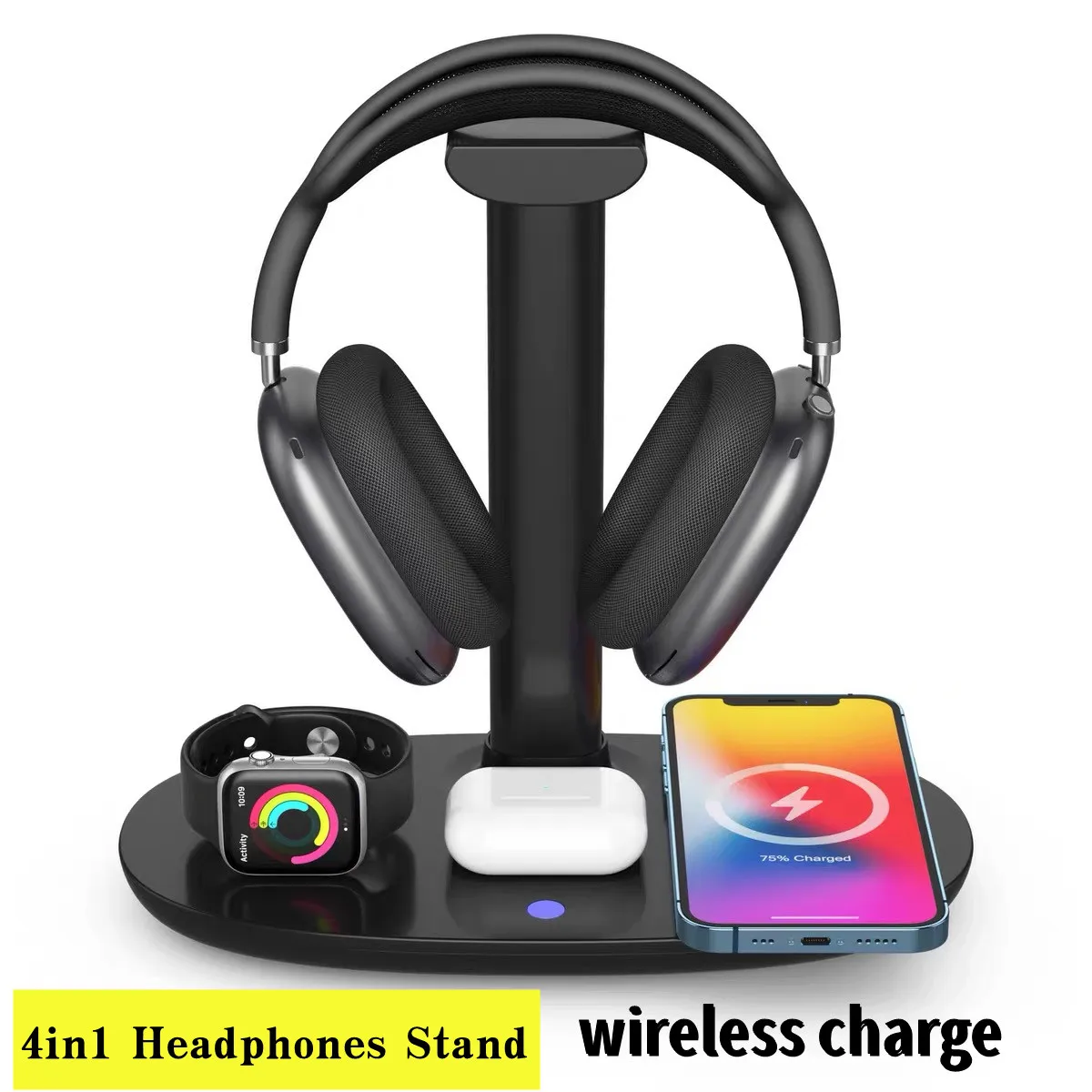 

4in1 Wireless Charger Headphones Stand for IOS Phone Watch Bluetooth Headset Airpods Max Detachable Headset Holder Hanger