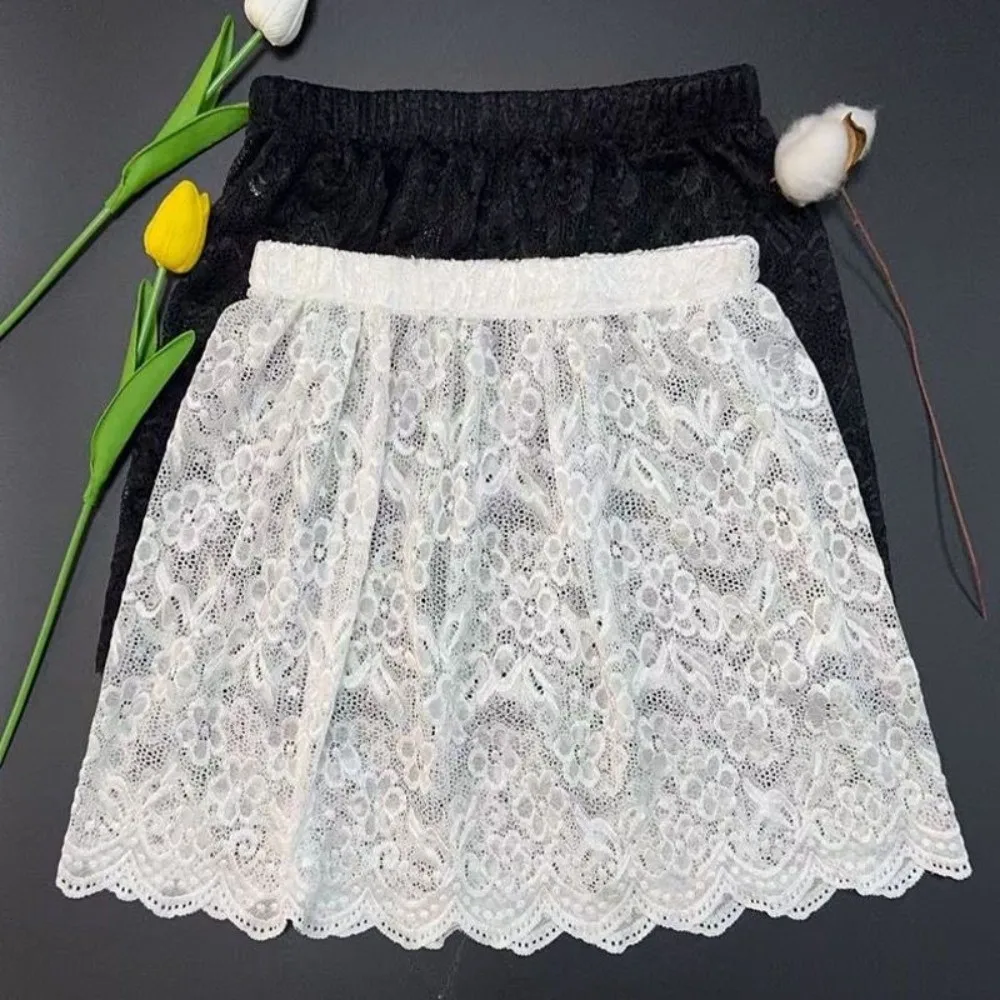 Cortina de pedos con adorno de encaje para mujer, bonito cortina de cadera con bordado de flores, minifalda versátil Y2K, decoración de pantalones