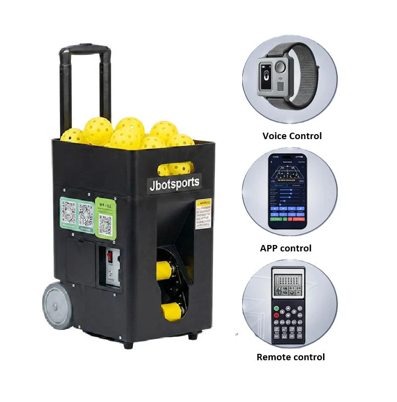 Smart Automatic Pickleball Ball Machine Voice Control Wristband APP Wireless Remote Control Portable Trolley Pickleball Trainer