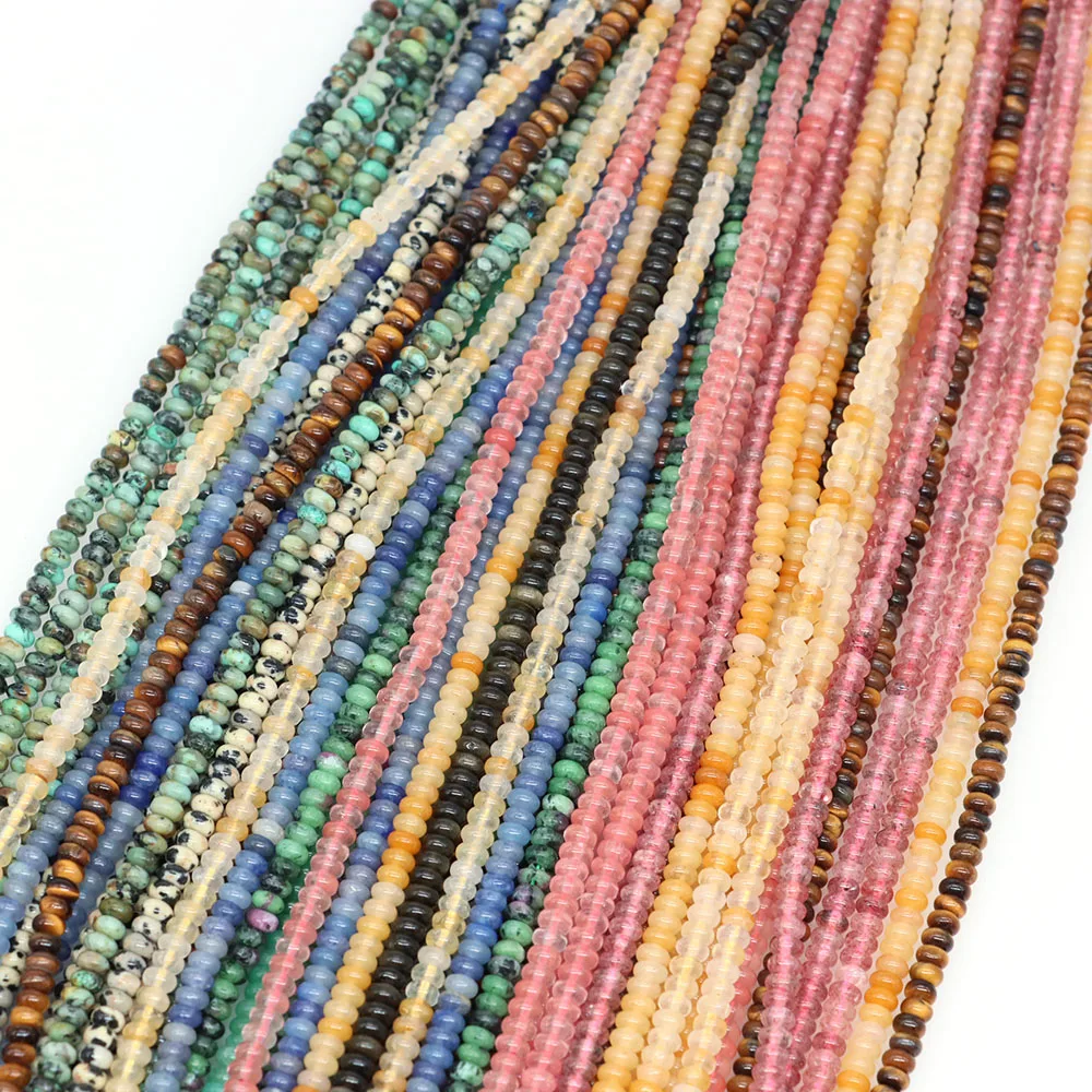 

2x4mm Natural Flat Round Stone Beads Abacus Shape Turquoises Agates Quartzs Gems Bead for Jewelry Making DIY Bracelets Necklace