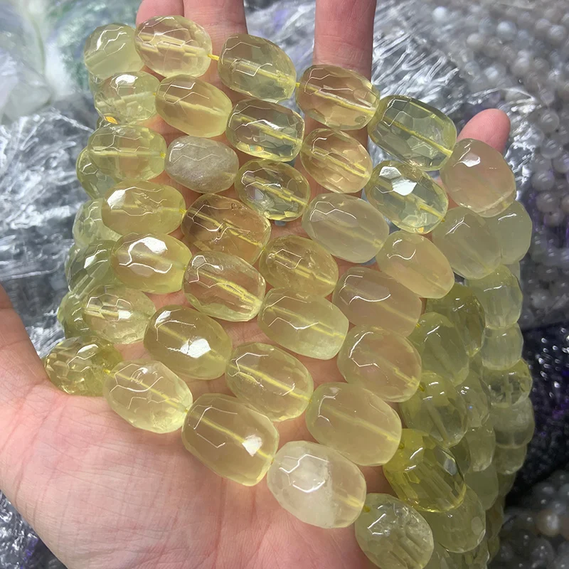 

Natural Yellow Lemon Quartz Beads 15'' Faceted Irregular DIY Loose Stone Beads For Jewelry Making Beads Necklace For Women Gift