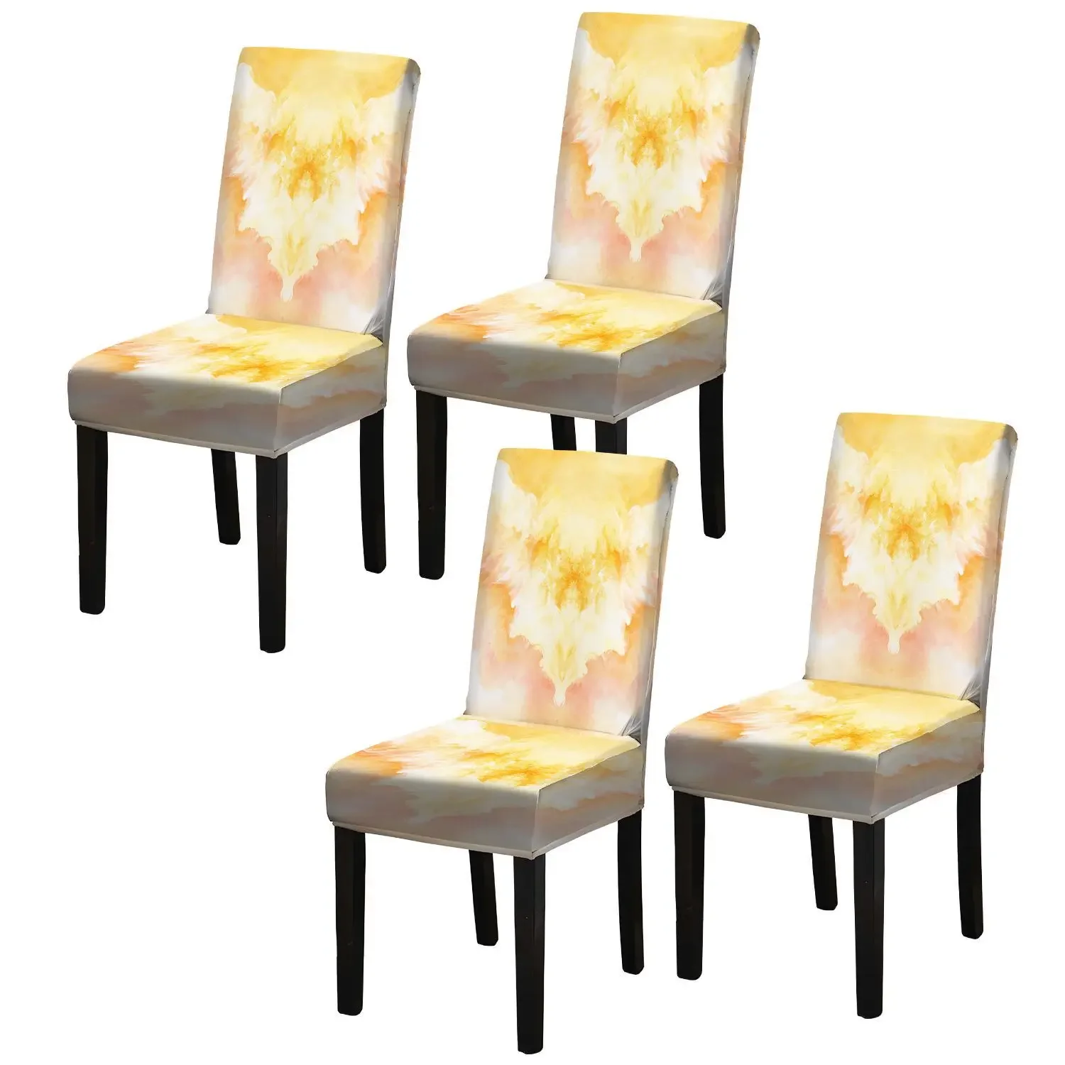 Elastic printing dining chair cover, abstract art watercolor smudge pattern, suitable for home dining chairs