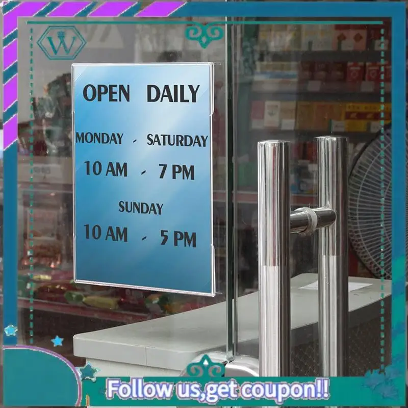 

10 Pack Sign Holders With Double Sided Adhesive Tape Clear Acrylic For Wall Sign Memo Document Menus Display