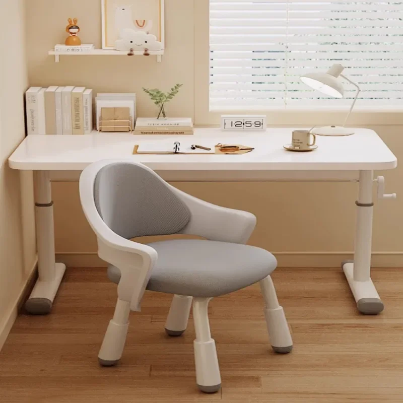 scrivania semplice, casa mobile per studenti delle scuole elementari, tavolo lungo sollevabile a manovella, tavolo sollevabile in legno