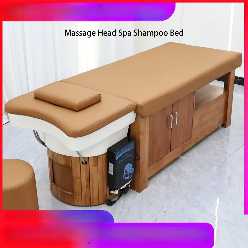 Cama de terapia capilar de madera maciza de alta gama, cama de champú, cama de belleza con vaporización y circulación de agua, para salón de belleza, centro de bienestar dedicado, P