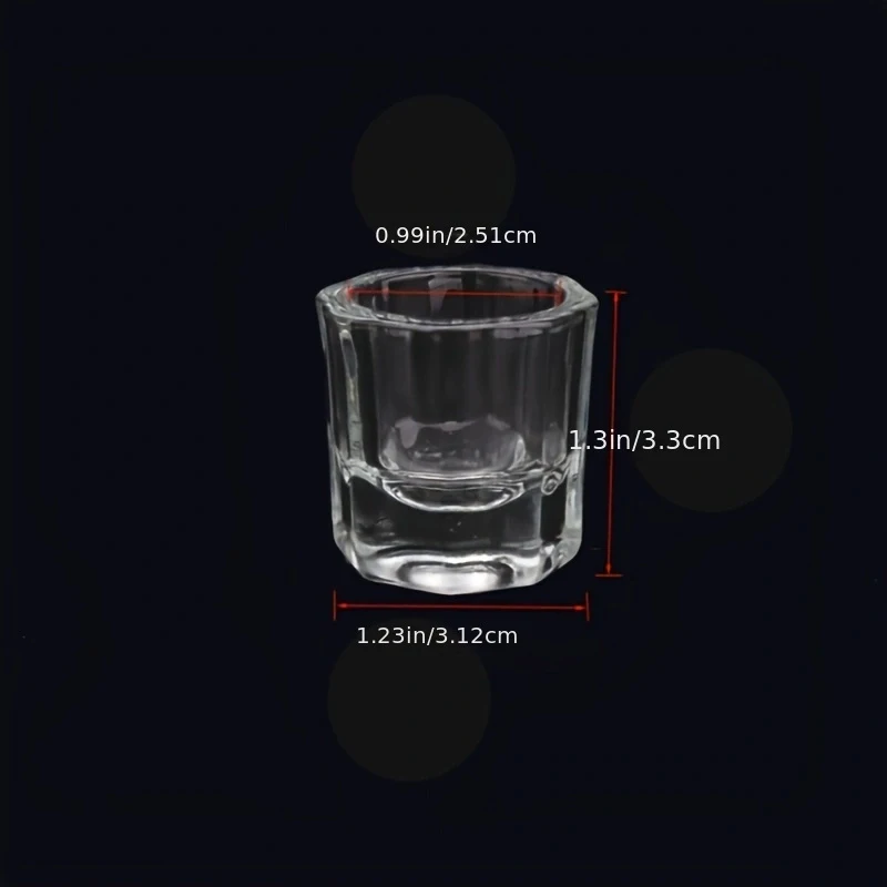 1Pc Crystal Glass Clear Acrylic Small Octagonal Powder Liquid Nail Cup Dappen Dish Lid Bowl Cup Holder Equipment Nail Tools