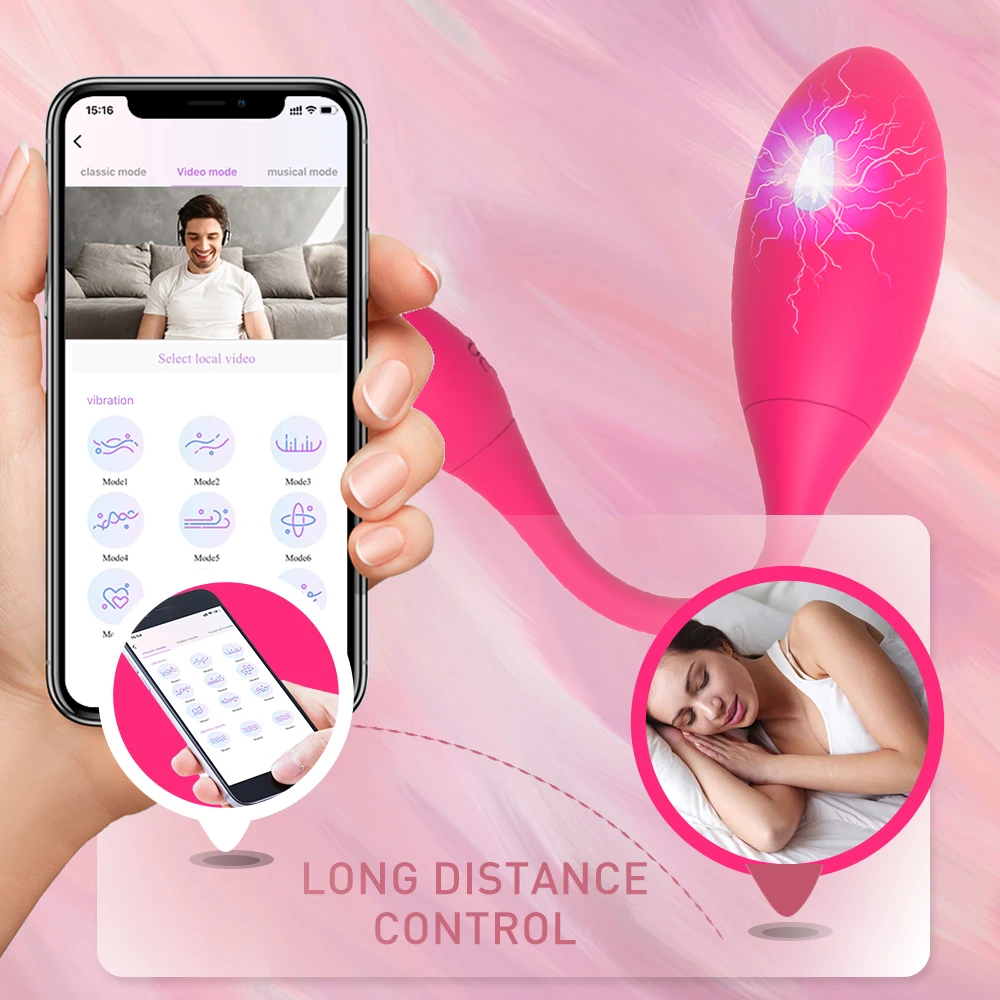 Electric Shock Wireless APP Remote Vibrator Vibrating Egg Vibrator G Spot Clitoris Stimulate Vagina Kegel Ball Sex Toy For Women