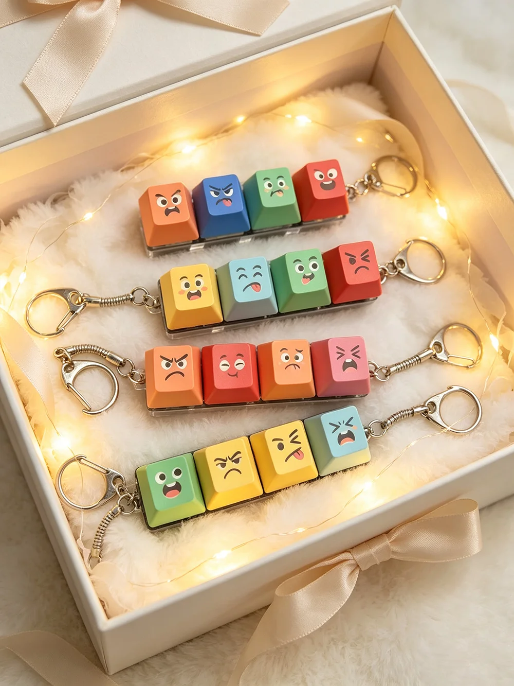 4Keys Finger Button Anti-stress Toys Mechanical Keyboard Keycaps Office Decompression Calming Keychain Gamer Gift Fidget Toy