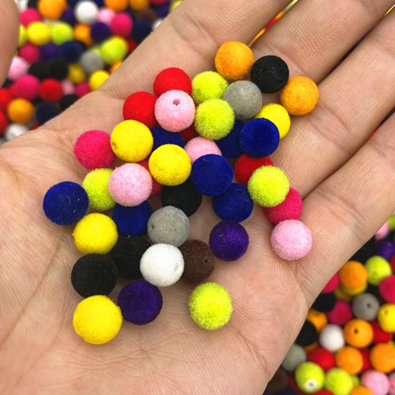 50pcs/lot 8mm Velvet Acrylic Beads Loose Spacer Round  for Handmade Jewelry Making Necklace Bracelet DIY Accessories