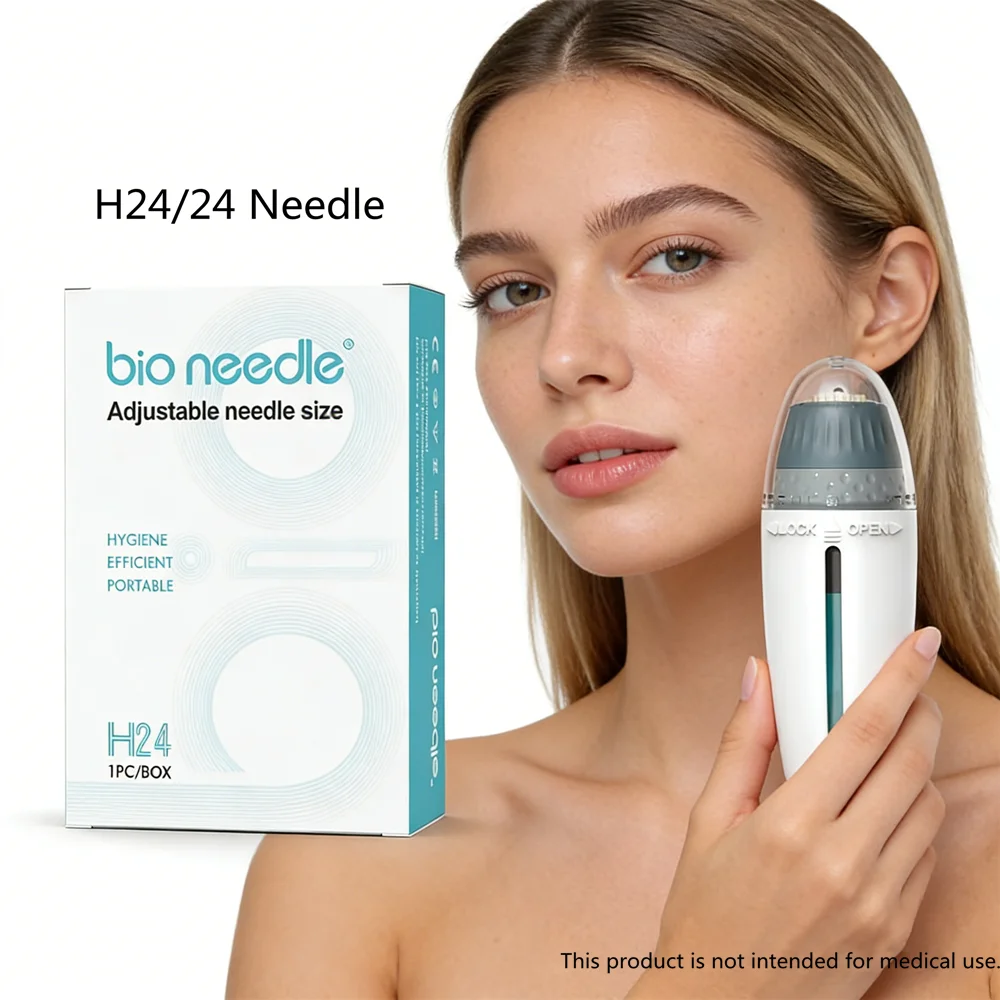 New Adjustable Microneedling Derma Stamp Bio Needle H24/24Needle For Hair Skin Care Derma Pen With 10ml Capacity Bottle Home Use