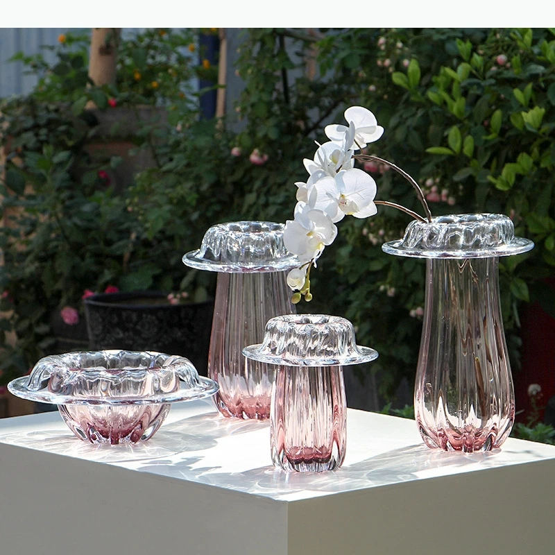 Curled Edges Glass Vase Hydroponics Plant Pots Table Decoration Flowers Arrangement Floral Vases Room Aesthetic Decor