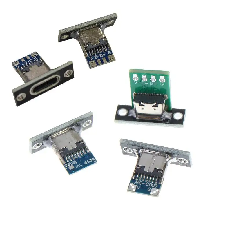 Secure Charge with Type-C USB Jack, 2Pin/4Pin Female Port with Fixing Plate, Pack of 5/10/20