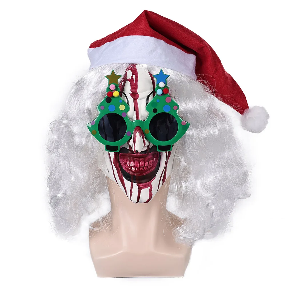 Art Clown Mask Glasses Cosplay 2024 Movie Terrifiering 3  Costume Accessories Halloween Bloodstained Mask Christmas Headgear