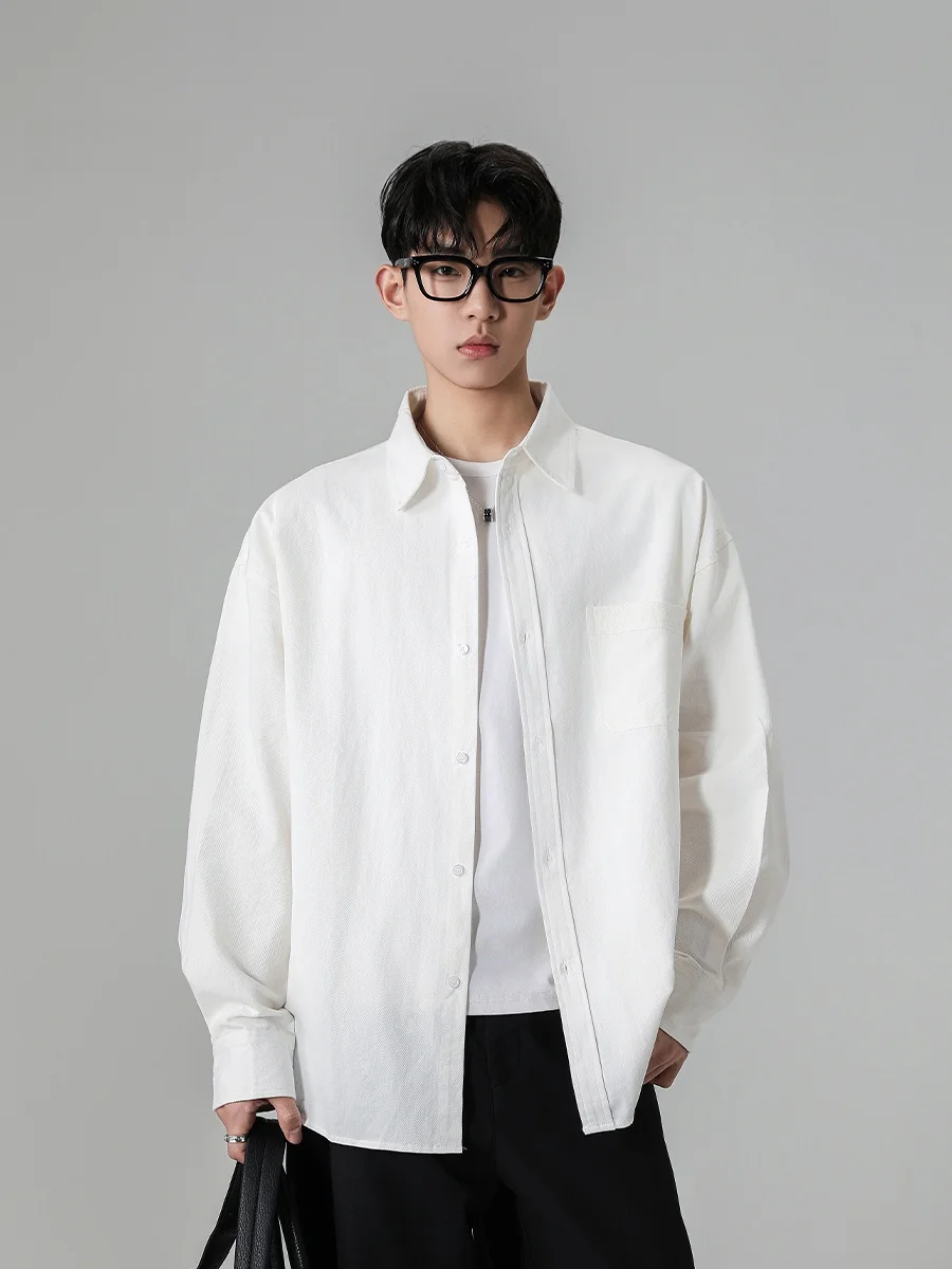 

Men's Pure Cotton Long Sve irt Thiened Spring Casual American Sle Suit irt White Color Spring Faion Sensation