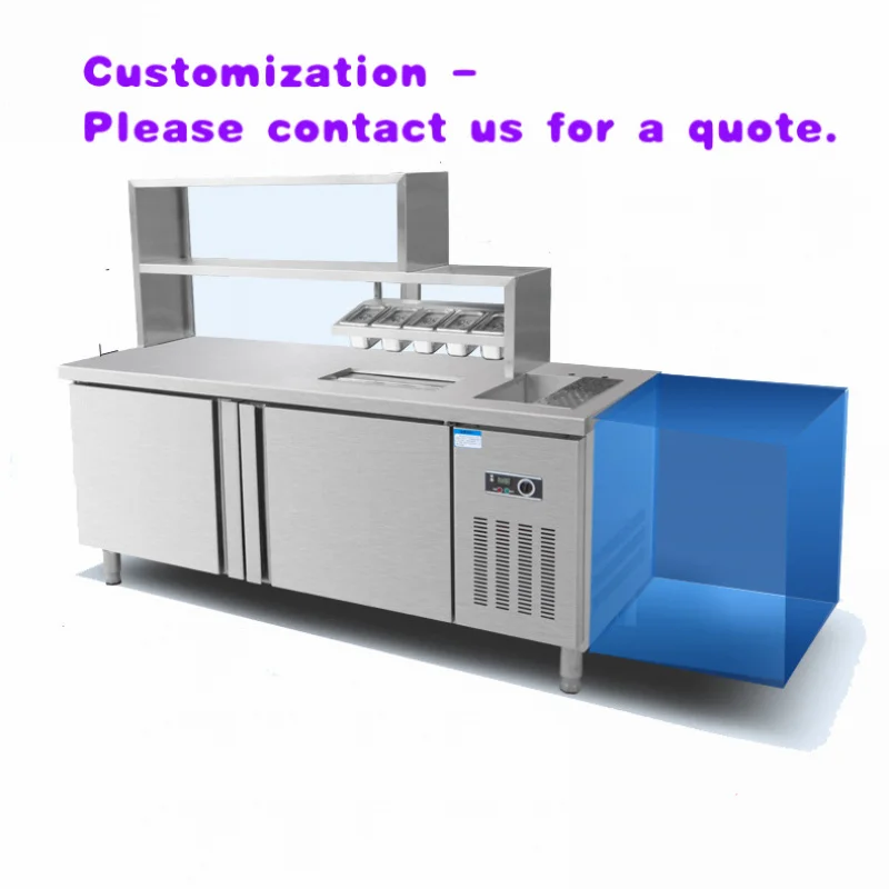 custom.Stainless Steel Milk Tea Working Table with Refrigeration