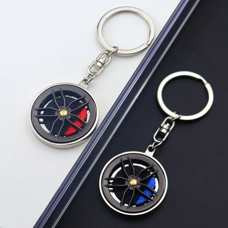 Car Zinc Alloy Wheel Keychain Interior Supplies Fingertip Toy Rotatable Decompression Toy Turntable Bearing Brake Disc Caliper