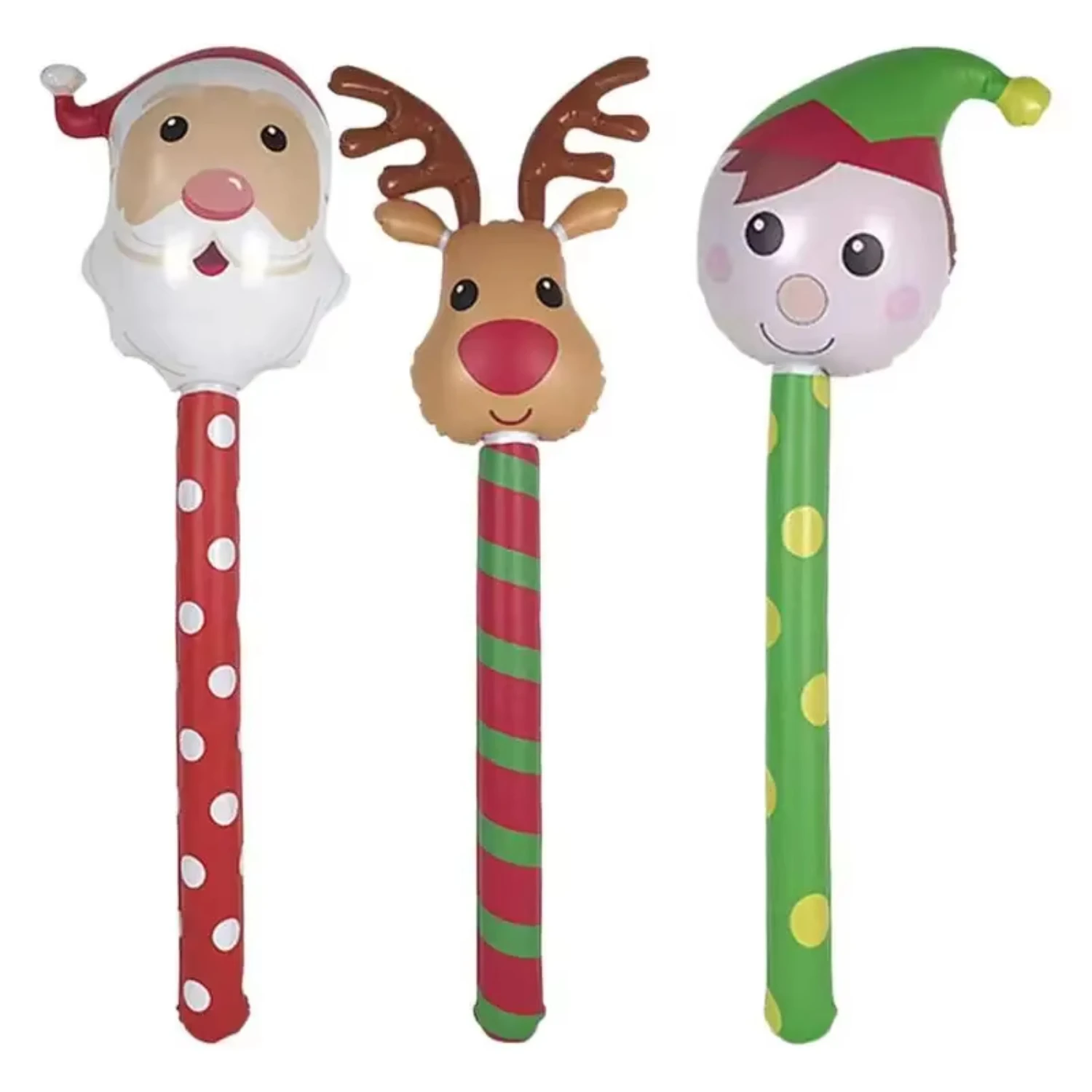 Inflatable Christmas Stick Christmas Ornament Inflatable Santa Claus Stick Inflatable Hammer Blow up Toys For Kids