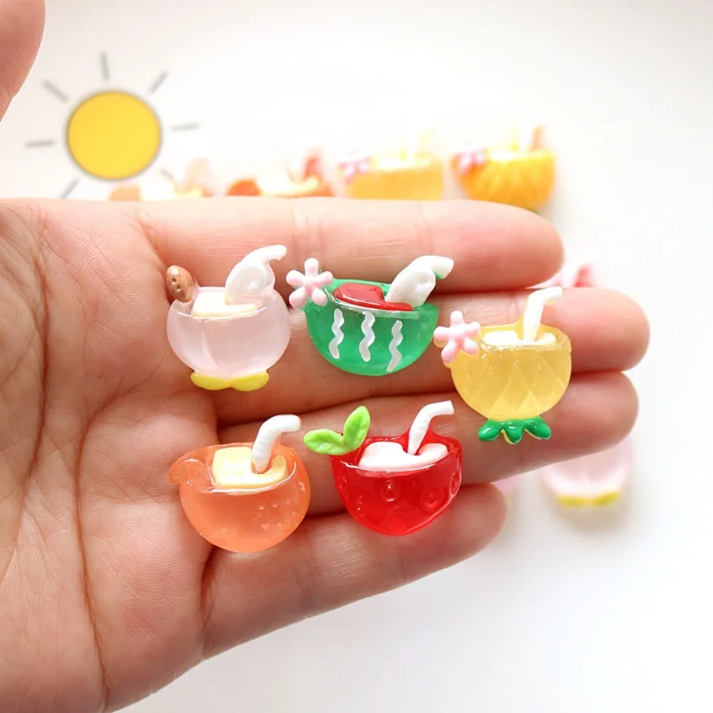 10pcs Mini Kawaii Cute Fruit Cup Flat Back Cabochons Scrapbook Diy  Party Hairpin Accessories Home Decoration Craft