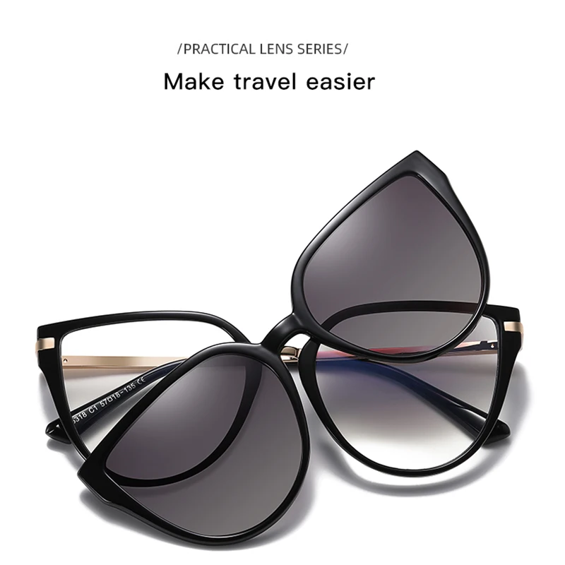 Ceofy Women Cateye Vintage Spectacle Glasses Frame Clip on Brand Designer  Magnetic Optical Myopia Dual-purpose Eyewear 95318
