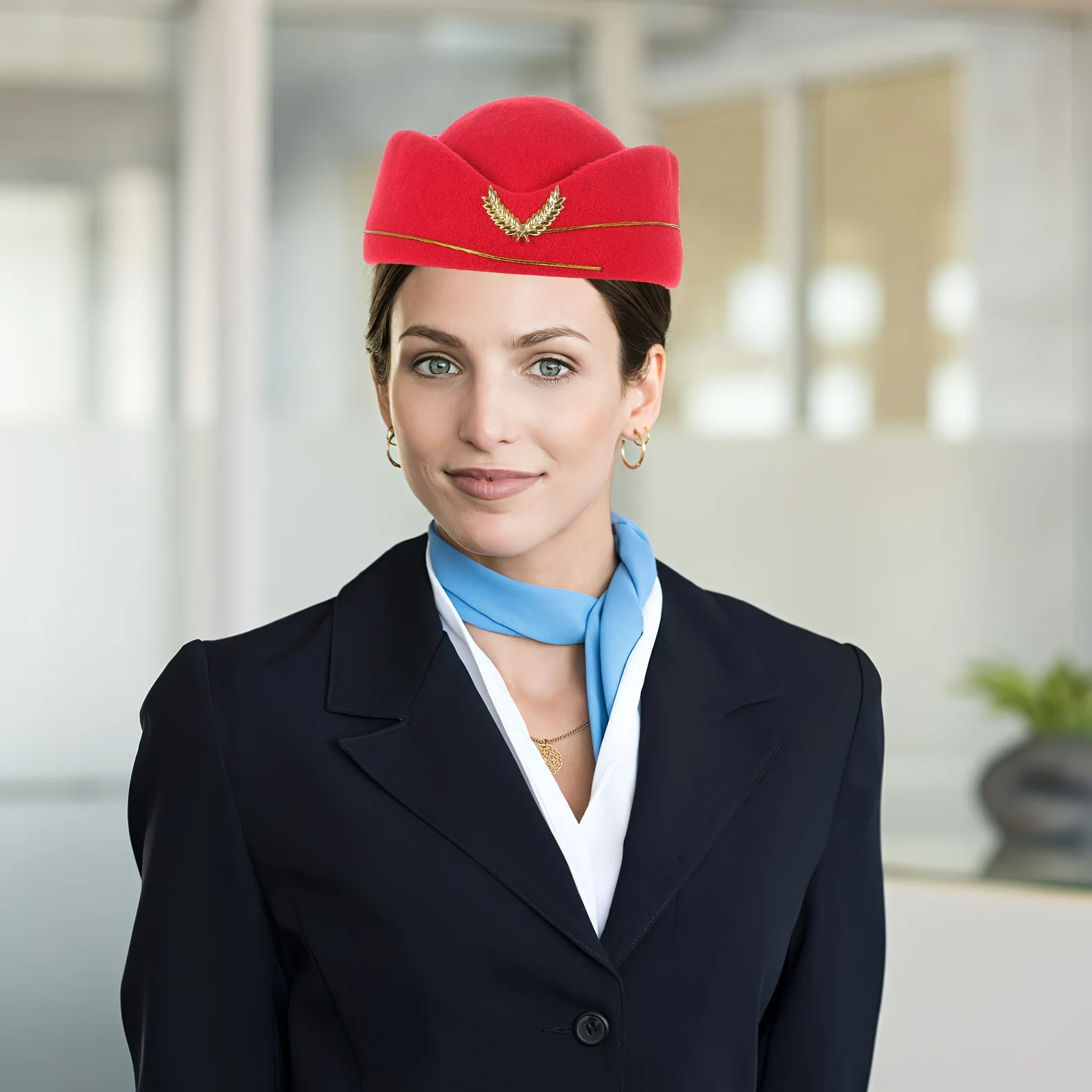 

Airline Stewardess Hat Red Costume Beret For Women Cosplay Stage Performance Uniform Accessories Flight Attendant Cap