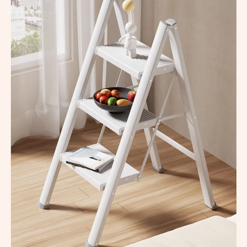 Household Stair Ladder Thickened Aluminum Alloy High Stool Step Ladder Portable Compact Design Lightweight Climbing Aid