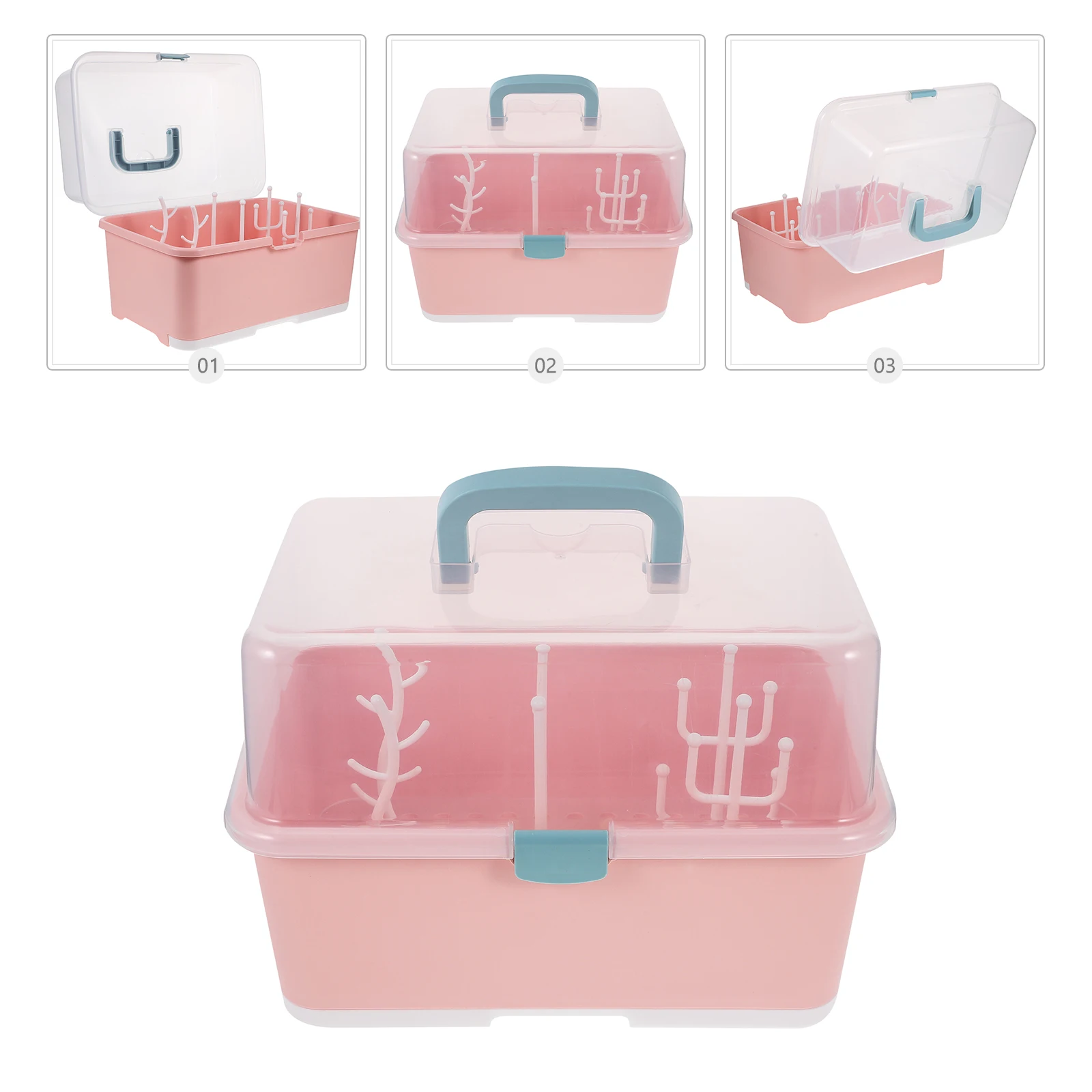 

Baby Bottle Storage Box Large Capacity Dust Proof Air Dry Drainer Rack Case Holder Breastfeeding Supplies Baby Tools Box