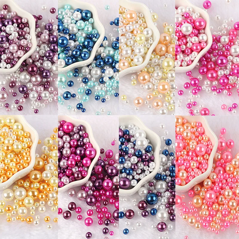 10g 3-10mm Vase Filler Faux Pearls  Makeup Brush Beads Bulk  No Hole ABS Imitation Bead DIY  Jewelry Making   F0912