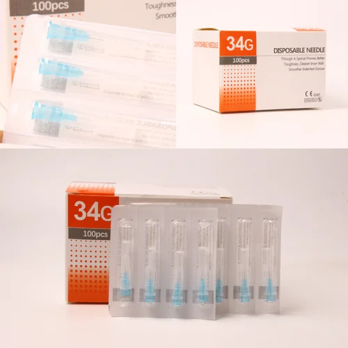100 Uds 34G aguja perforadora desechable 4mm 6mm 8mm 13mm jeringa pequeñas agujas indoloras piezas de herramientas de inyección para párpados