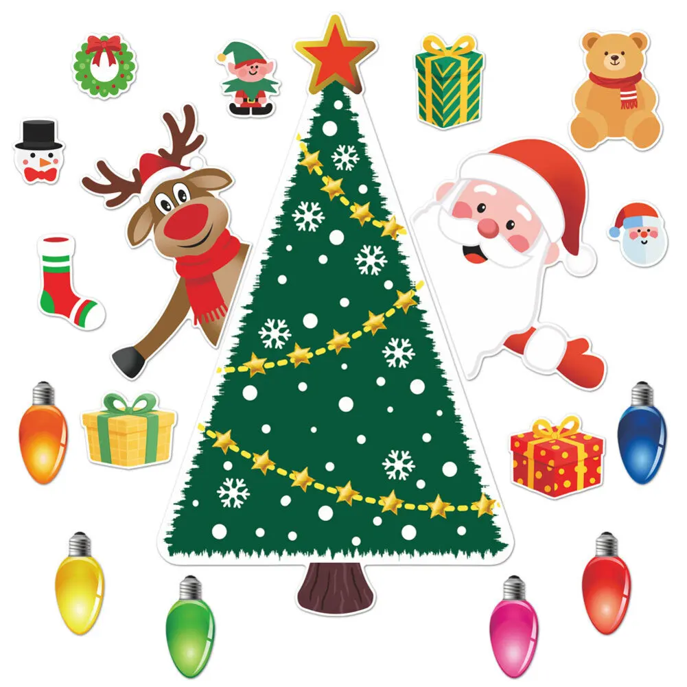 

Christmas Themed For Fridge Magnets Featuring Santa Claus Reindeer and Tree Designs for Kitchen and Seasonal Holiday Use