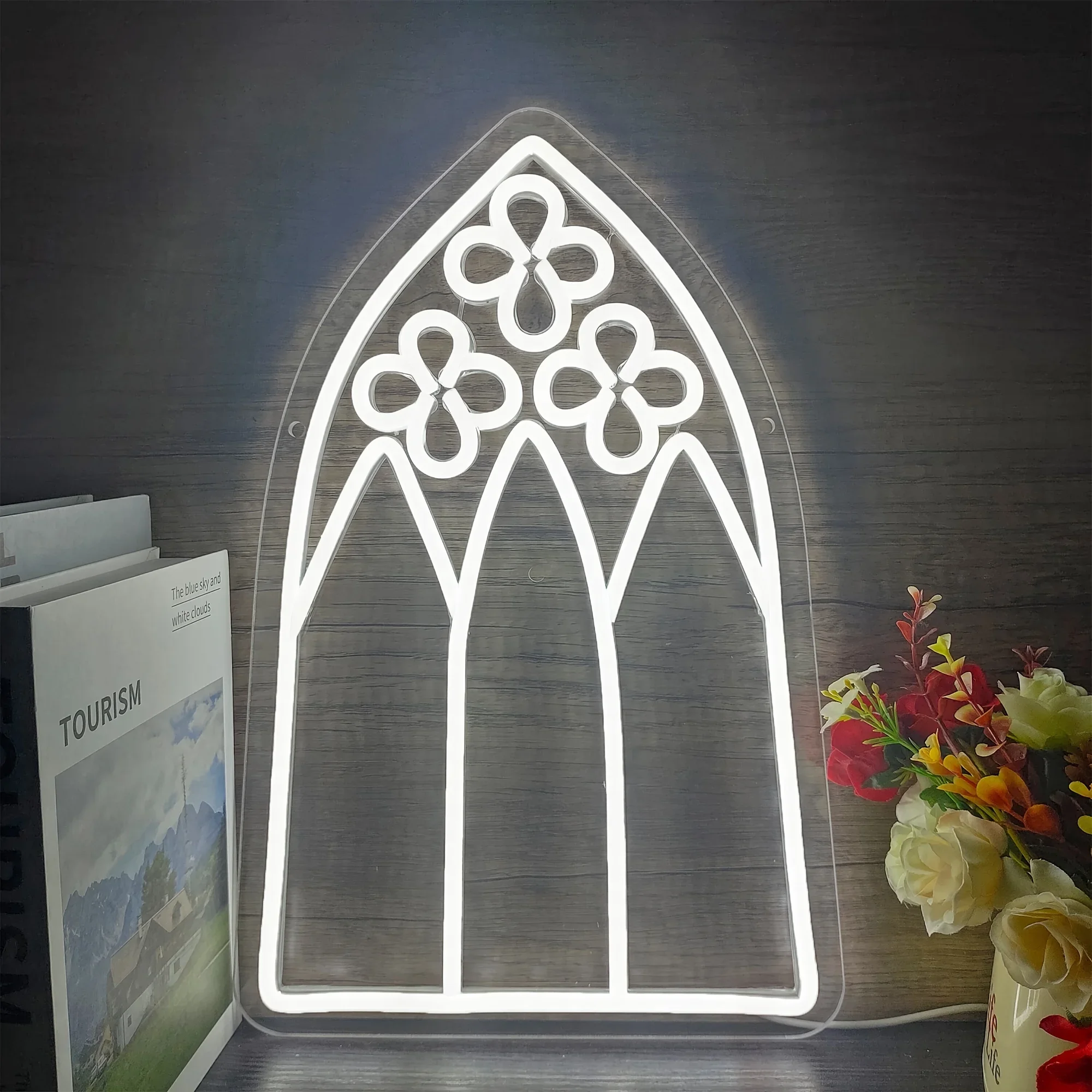 Gothic Cathedral Arches Neon Sign LED Neon Light Wall Decor for Gothic Bedroom Dimmablefor Home Bar Man Cave Gift for Friend
