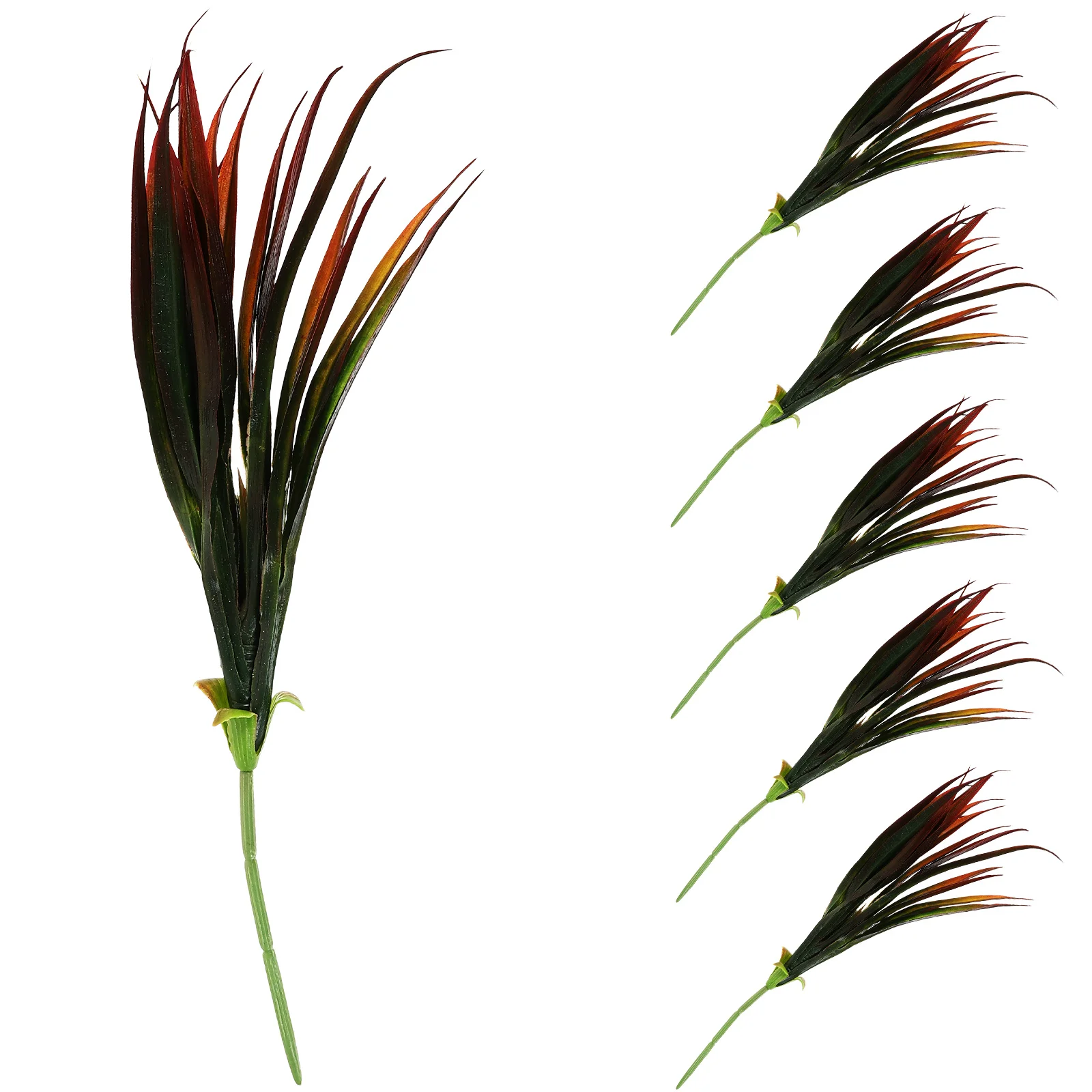 

6 Pcs Artificial Grass Plants Red Color Outdoor Garden Decor Plastic Fake Shrubs Artificial Plant Faux Greenery Plastic Plants